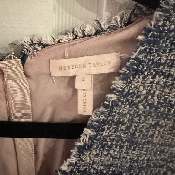 Rebecca Taylor Stretch Tweed Dress Blue Navy Size 2 - Picture 4 of 5